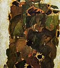 Sunflowers Paintings - Sunflowers by Egon Schiele